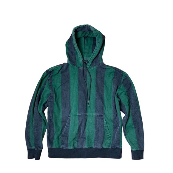 Forever 21 Other - Forever 21 Hoodie Sweatshirt Green Striped Drawstring Kangroo Pocket Mens Size S